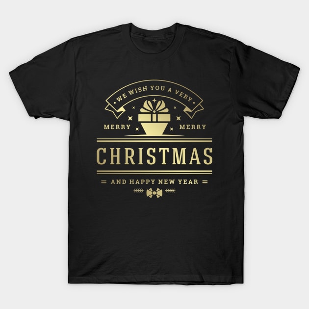 A Golden Merry Christmas T-Shirt by The Lucid Frog